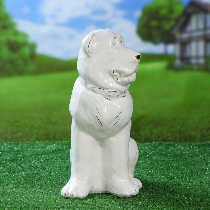 Садовая фигура "Собака Алабай", глянец, белый