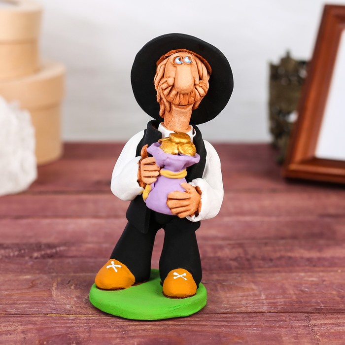 Статуэтка "Еврей с мешочком золотых монет", микс