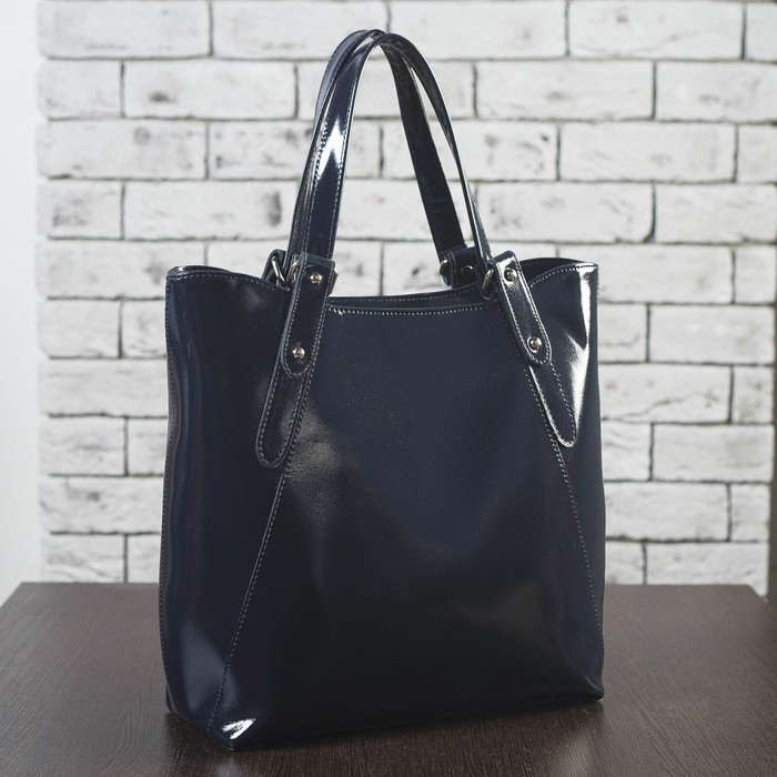 Сумка женская на молнии, отдел с перегородкой, наружный карман, цвет тёмно-синий гладкий шик