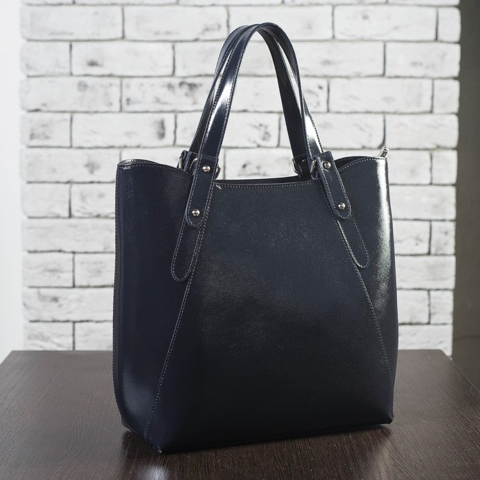 Сумка женская на молнии, отдел с перегородкой, наружный карман, цвет тёмно-синий сафьян шик