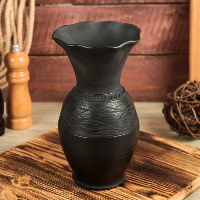 Ваза "Чёрная керамика", волна, микс, 22 см