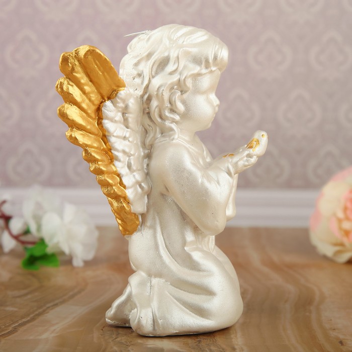 Сувенир "Ангел с голубем", подвесной, серебристый