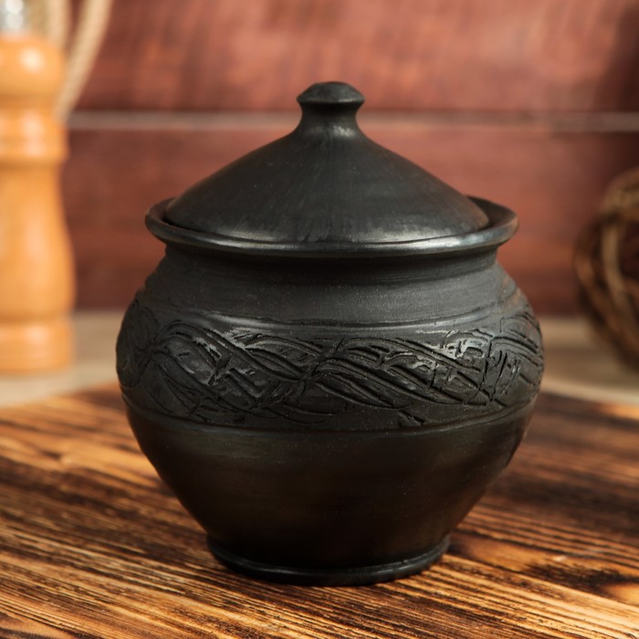 Горшочек для запекания "Чёрная керамика", 0,5 л