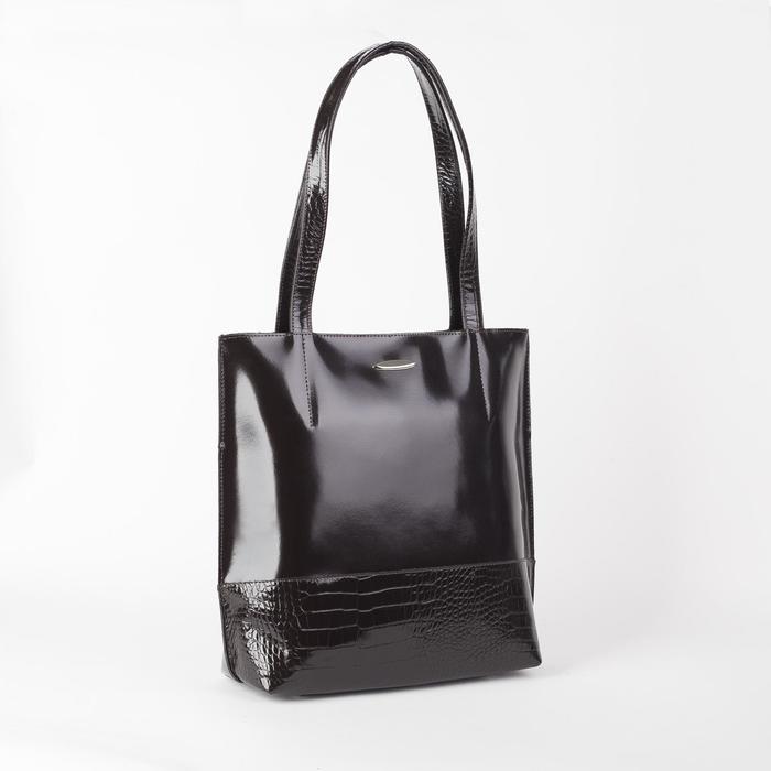 Сумка женская на молнии, 1 отдел, наружный карман, цвет коричневый гладкий шик/кайман шик