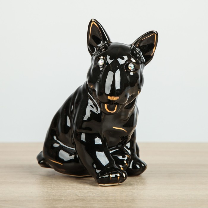 Копилка "Собака Бультерьер" глянец чёрный