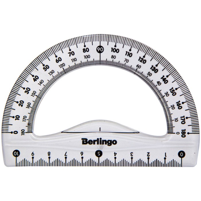 Транспортир 10 см 180* Berlingo Spike, прозрачный 248755