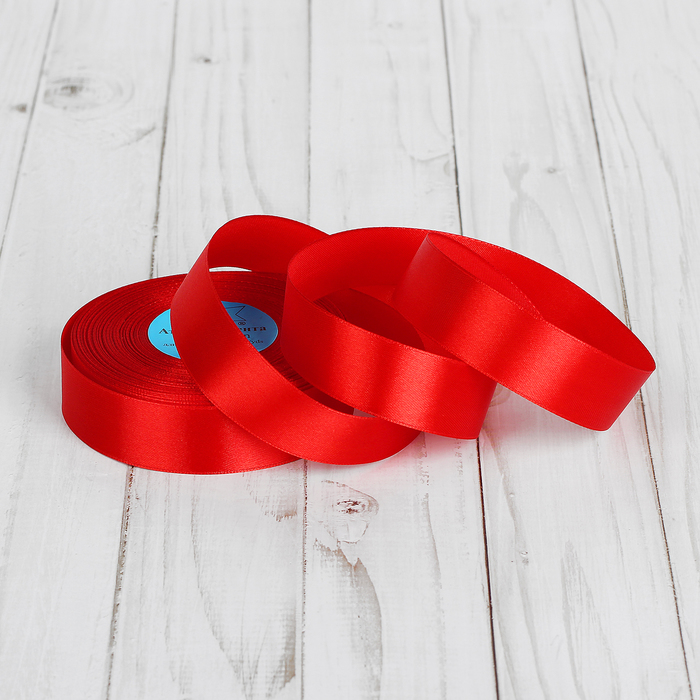 Лента атласная, 25мм, 33±2м, №112, цвет тёмно-красный