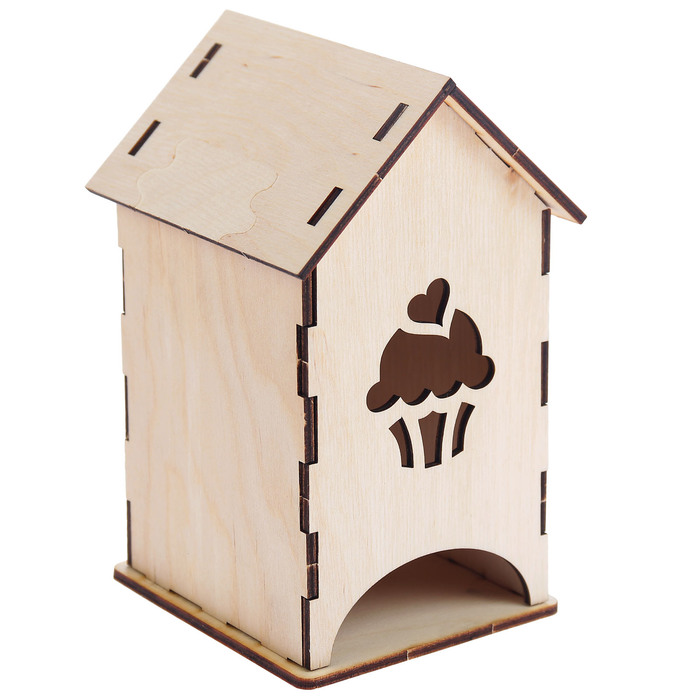 Чайный домик из фанеры "Капкейк" (набор 7 деталей) 10х17х11 см