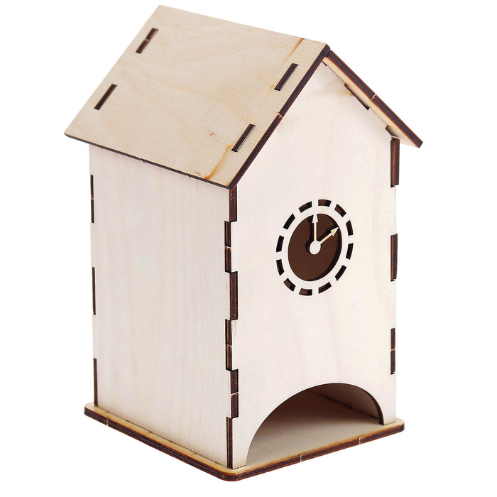 Чайный домик из фанеры "Часы" (набор 7 деталей) 10х17х11 см