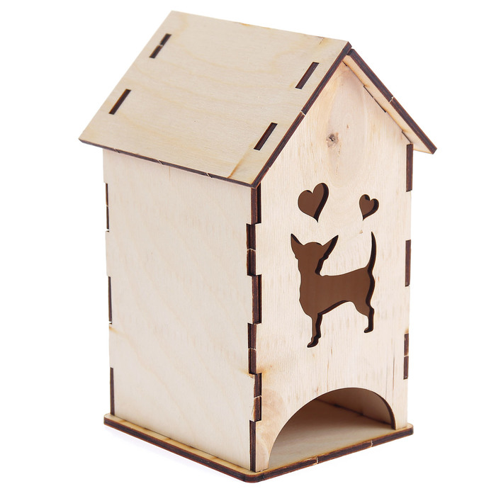 Чайный домик "Чихуахуа" из фанеры (набор 7 деталей) 10х17х11 см