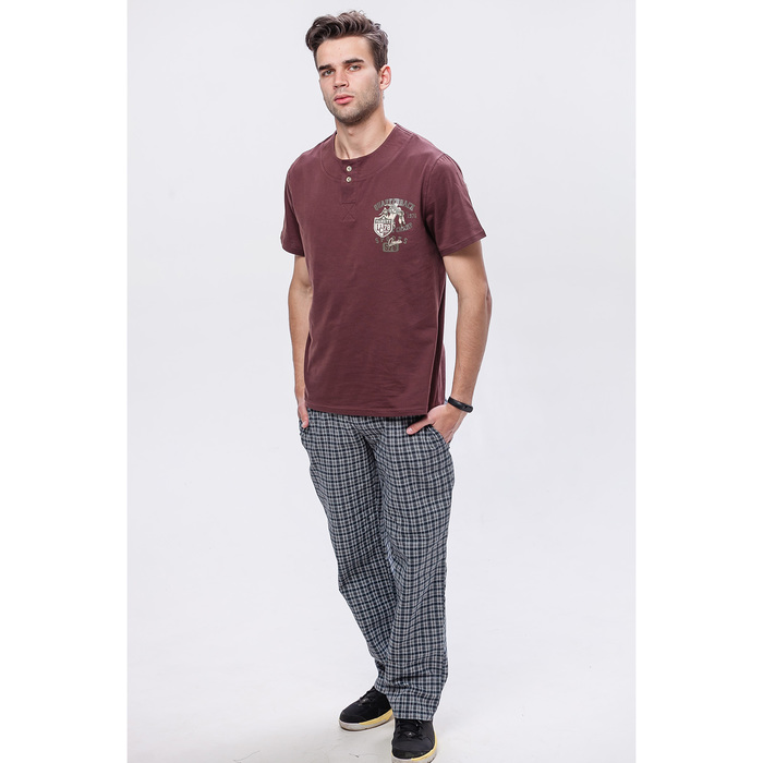 Комплект мужской (футболка, брюки) М-829-26 цвет шоколадный, р-р 56