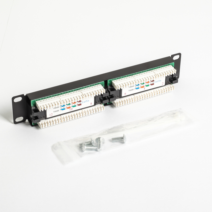 Патч-панель Rexant 04-0025, 10", 12 гнезд, монтаж в стойку, кат. 5е