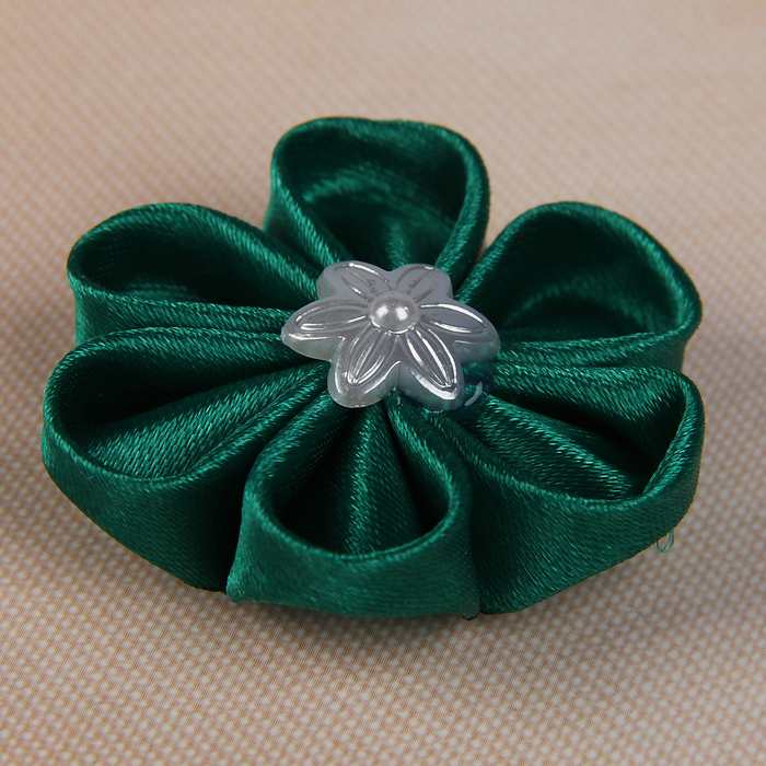 Бант-цветок свадебный для декора «Канзаши» D-4-4,5 см 4 шт, цвет изумруд