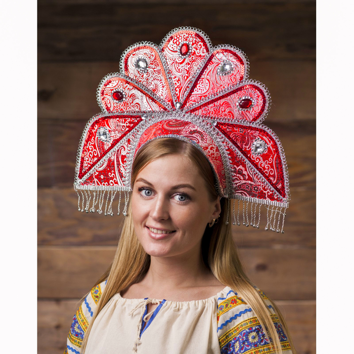 Кокошник "Лидия", цвет красный