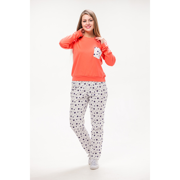 Комплект женский (джемпер, брюки) М-289/1-30 цвет коралловый/белый, р-р 44