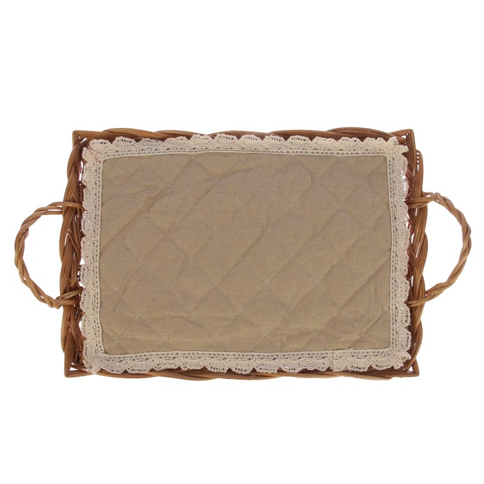 Поднос «Нежность», с ручками, прямоугольный, 34х23х2/8 см, лоза