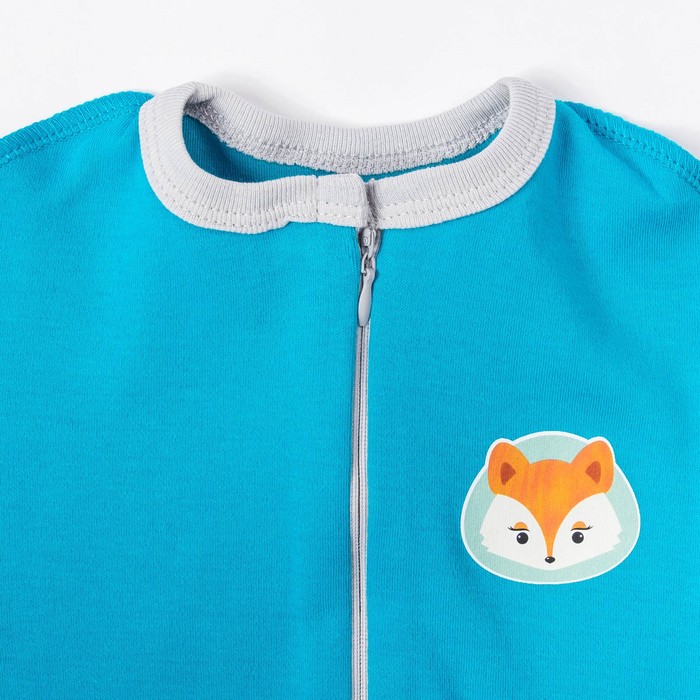 Пеленка-кокон "Зверята", рост 50-56 см, цвет бирюза, интерлок 180 гм