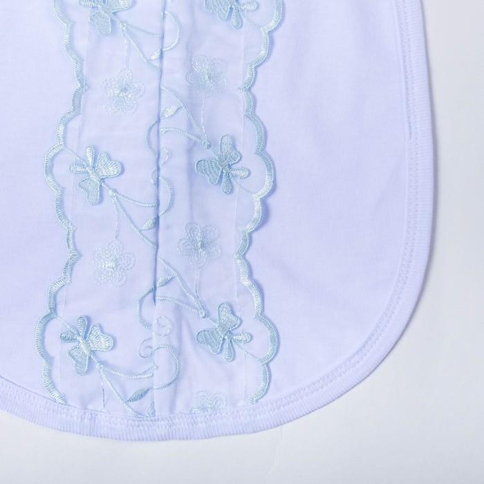 Комплект из нарядной пелёнки-кокона и чепчика, рост 50-56 см, цвет белый с голубым кружевом, кулирка, 160 г/м2