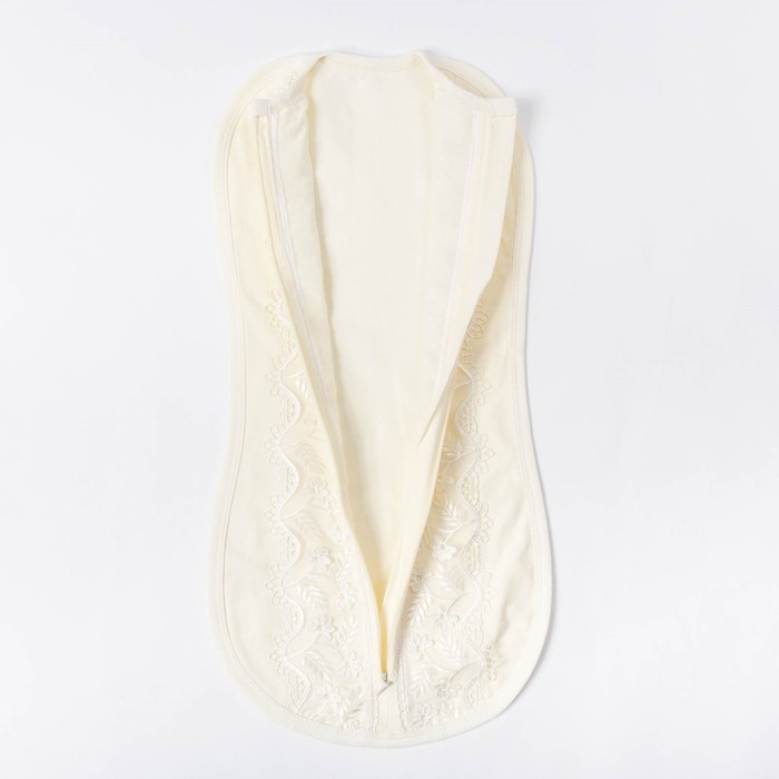 Комплект из нарядной пелёнки-кокона и чепчика, рост 50-56 см, цвет бежевый, кулирка, 160 г/м2