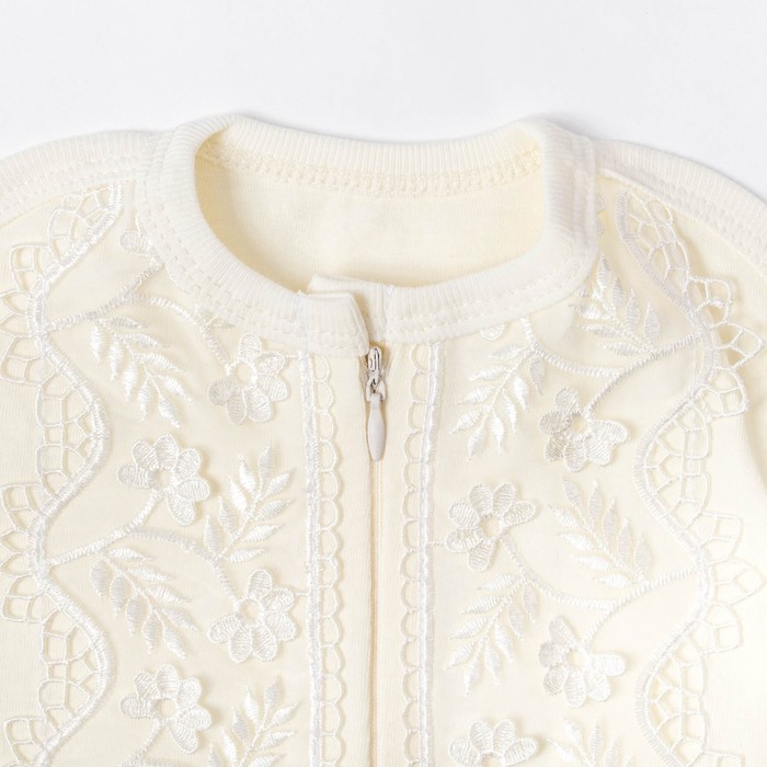 Комплект из нарядной пелёнки-кокона и чепчика, рост 50-56 см, цвет бежевый, кулирка, 160 г/м2