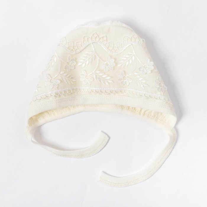 Комплект из нарядной пелёнки-кокона и чепчика, рост 50-56 см, цвет бежевый, кулирка, 160 г/м2