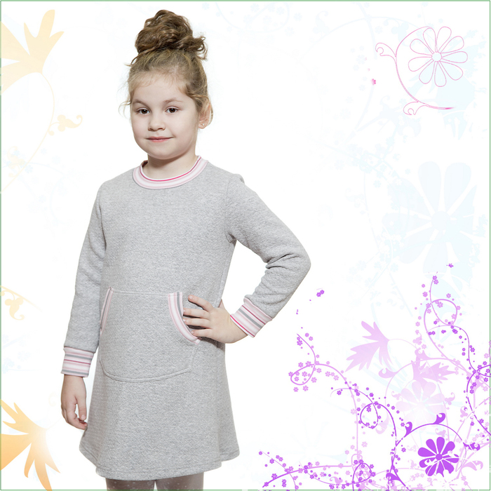 Платье для девочки, рост 122 см, цвет серый 314-16113