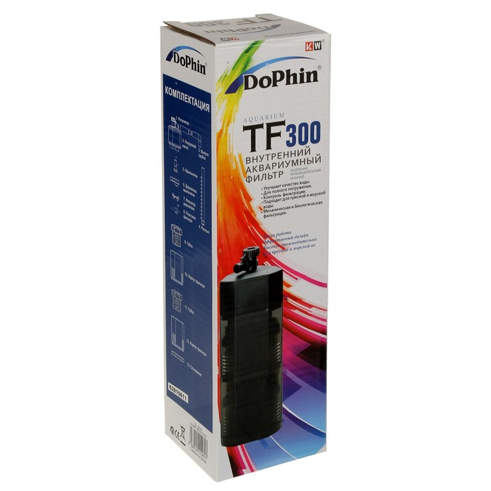 Фильтр внутренний угловой KW Dophin TF-300, 4.5 Вт, 300 л/ч, с регулятором и дождиком