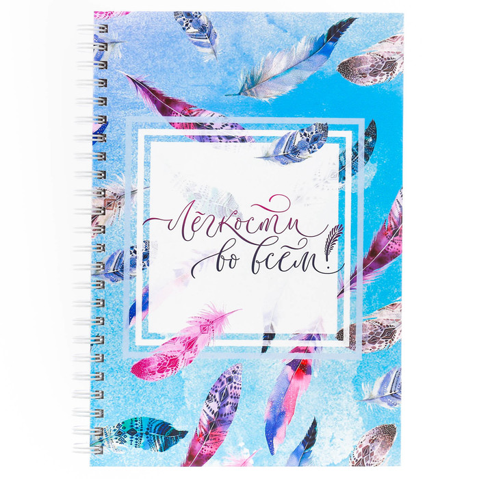 Ежедневник на гребне "Лёгкости во всем", А5, твёрдая обложка,80 листов