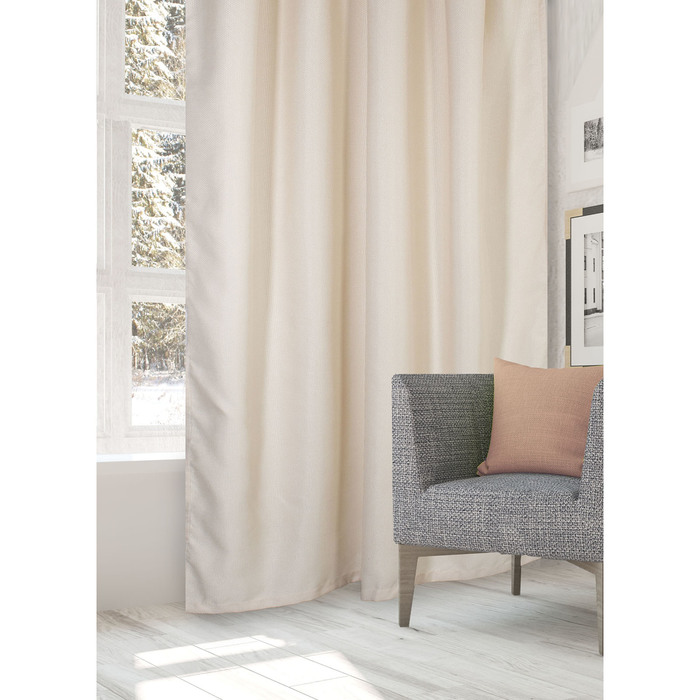 Штора портьерная "Этель" 135х270 см Натура бежевый б/держателя,100% п/э