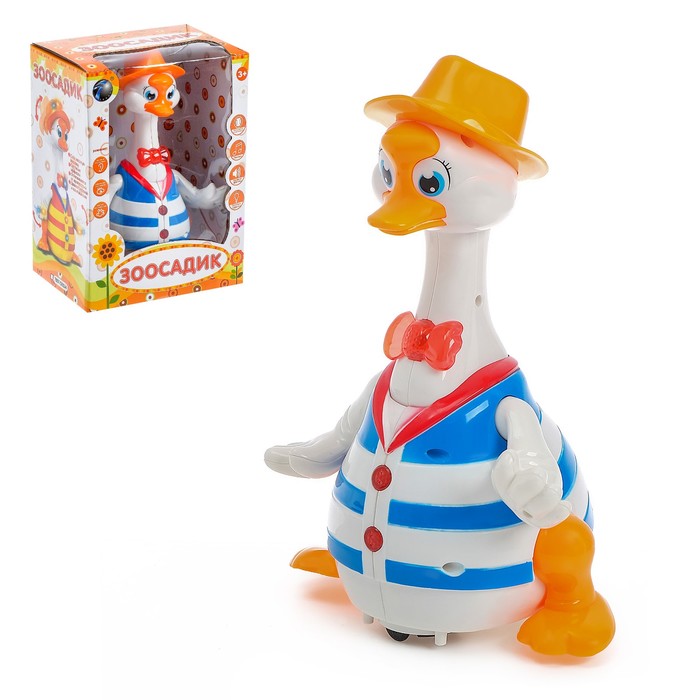 Музыкальная игрушка "Гусь Зоосадик", двигает головой и крылышками, световые эффекты