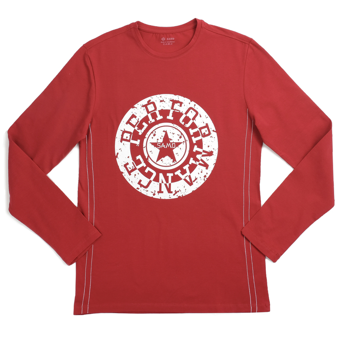 Футболка с длинным рукавом мужская М-9329 цвет бордовый, р-р 54