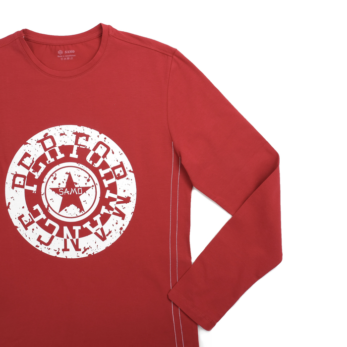 Футболка с длинным рукавом мужская М-9329 цвет бордовый, р-р 54