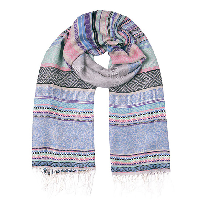 Палантин текстильный PJ1617_5, цвет голубой, размер 68х180