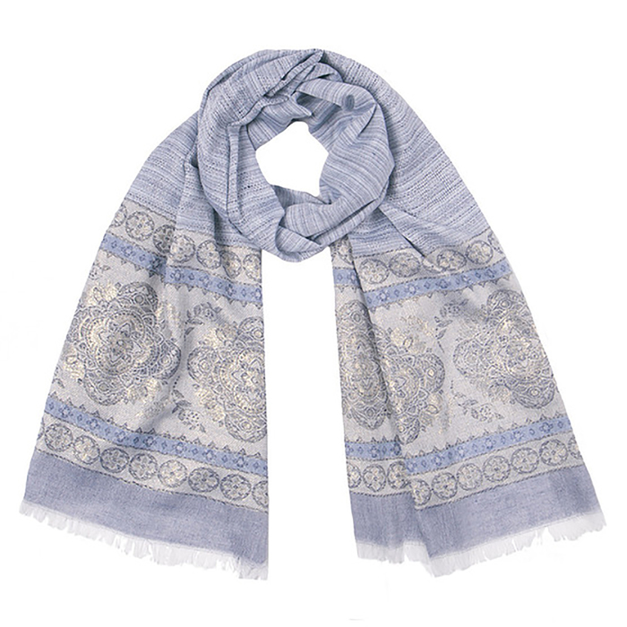 Палантин текстильный PJ1658_05, цвет серый, размер 68х180