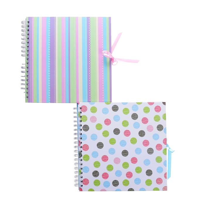 Фотоальбом 25 листов на пружине Innova Scrapbook - Glitter spots/stripes, МИКС