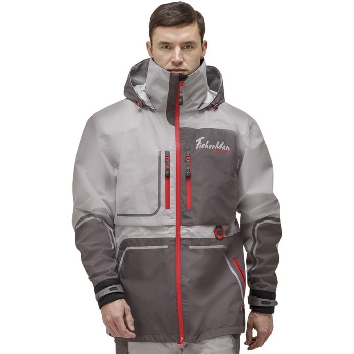 Куртка Fisherman Коаст Prime, серый/красный, S