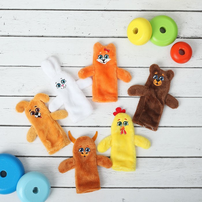 фото Пальчиковый театр «заяц и лисичка», набор: 6 персонажей, сценарий milo toys