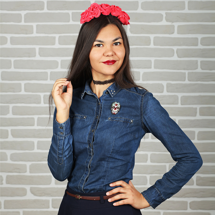 Карнавальный набор взрослый "Катрина": ободок, брошка, чокер