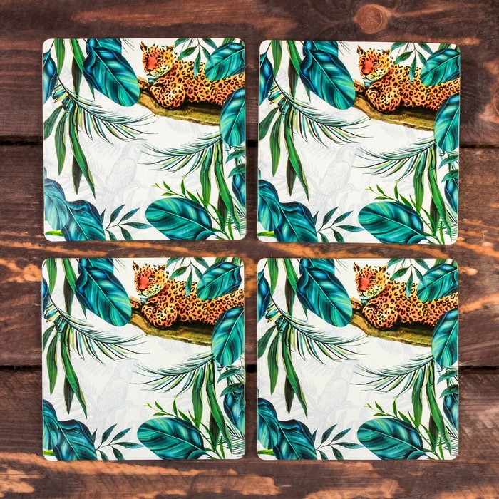 Набор подставок под горячее "Леопард" 4 шт., 9 х 9 см