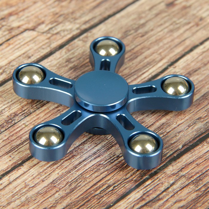 Спиннер "Синий цветок" с хромированными шариками, 6*6 см