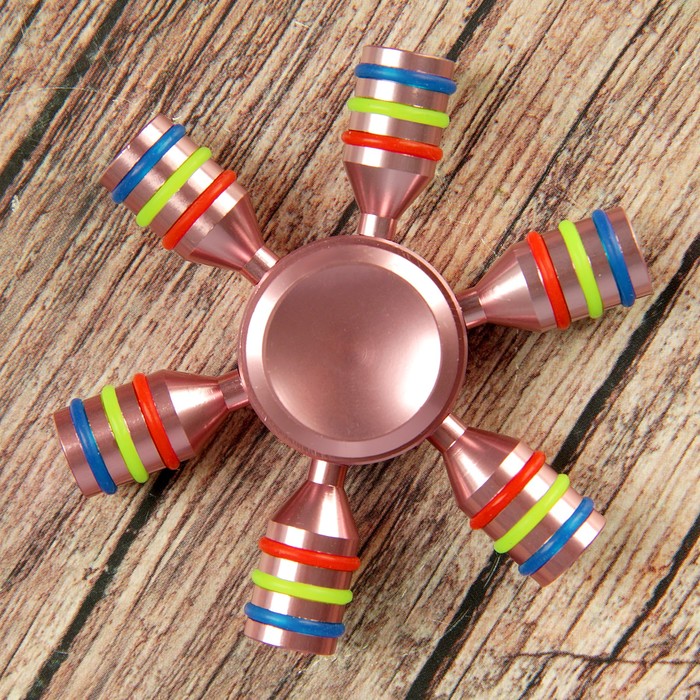 Спиннер с резиночками, розовый, 6*6 см