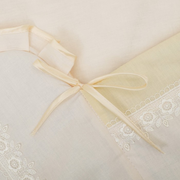 Комплект в кроватку ЭЛИТ 5 предметов, вышивка/кружево, велюр/бязь, цв беж