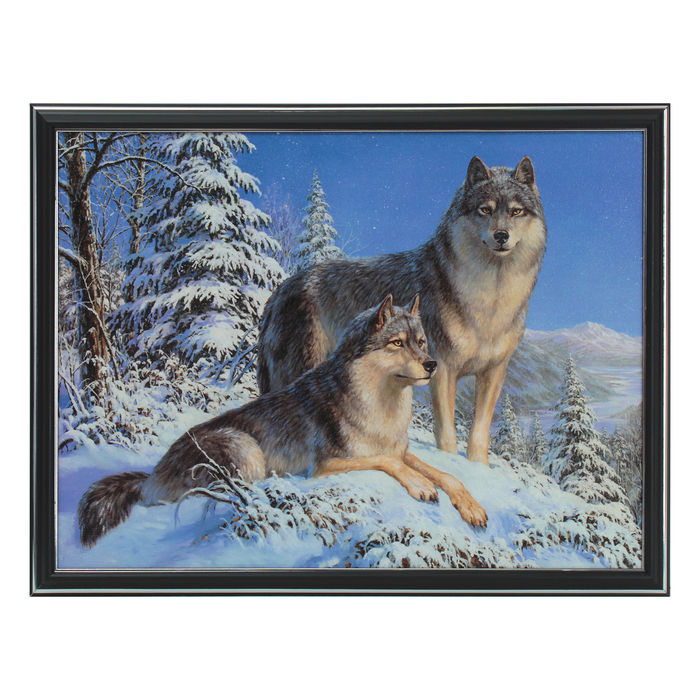 Картина "Пара волков" 33*43 см