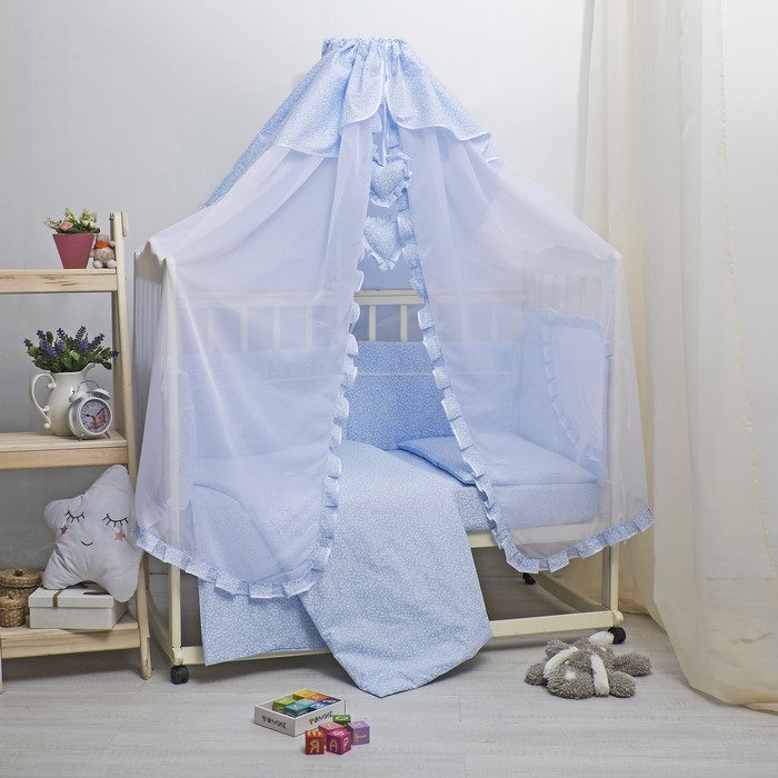 Комплект в кроватку Полянка, 11 предметов, цв голубой, поплин