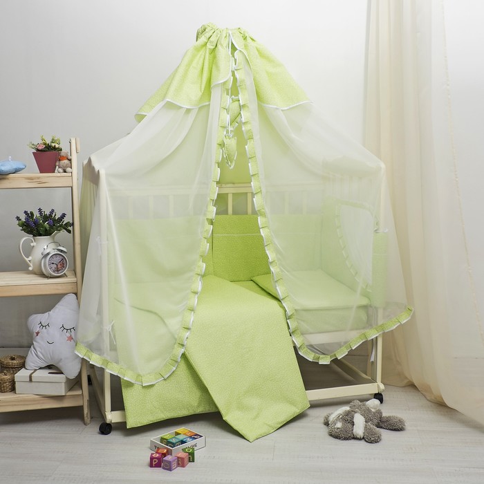 Комплект в кроватку Полянка, 11 предметов, цв салатовый, поплин