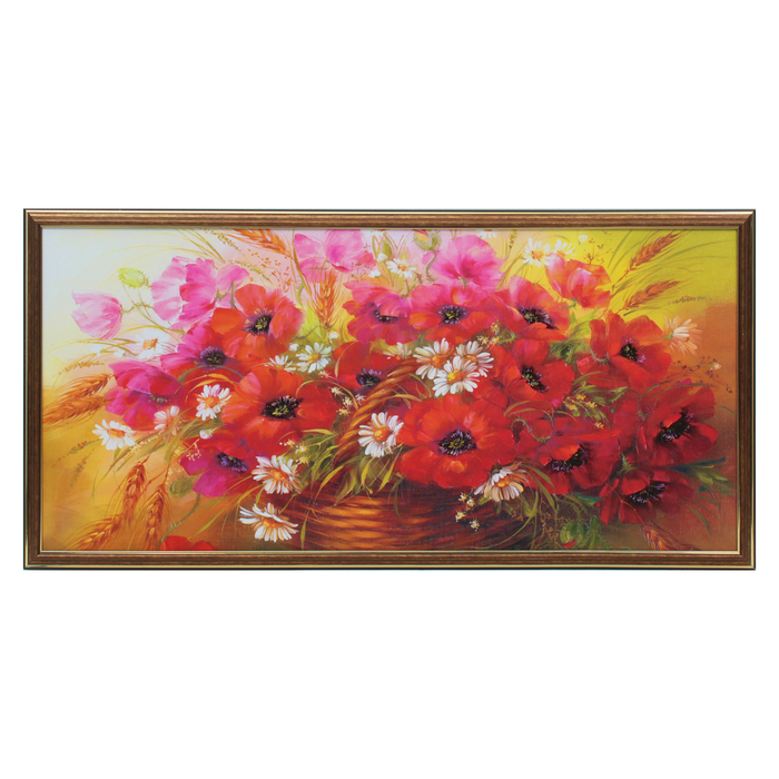 Картина "Яркий букет в карзине" 36*73 см