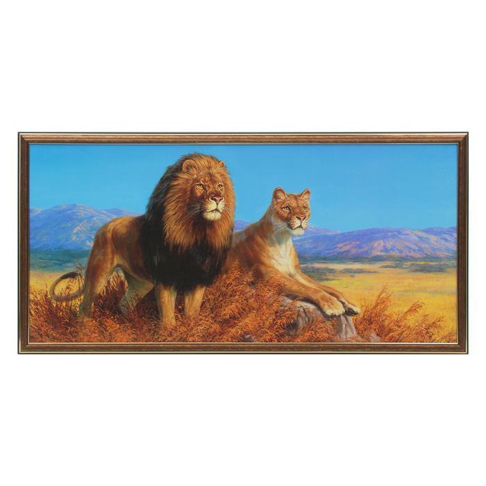 Картина "Львиная пара" 36*73 см