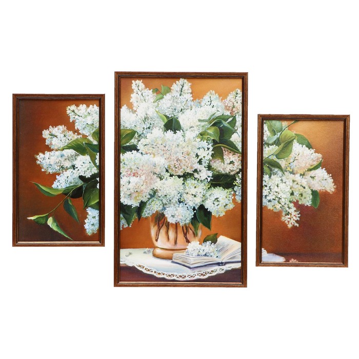 Картина модульная "Пышный белый букет" (2шт-23*38, 1-33*53),   53*80 см