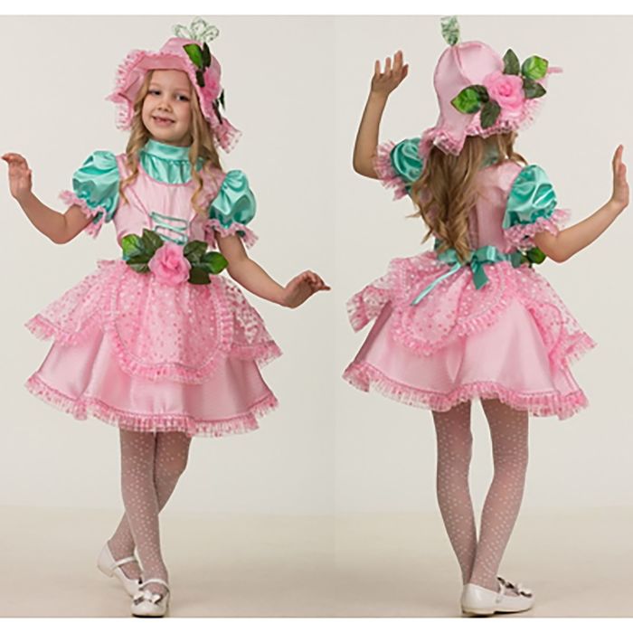 Карнавальный костюм "Дюймовочка", текстиль, платье, шапочка-колокольчик, р. 34, рост 128