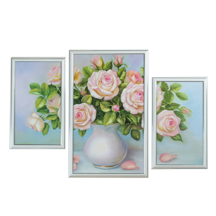 Картина модульная "Букет из нежных роз" 2-23*43, 33*53,   53*79 см